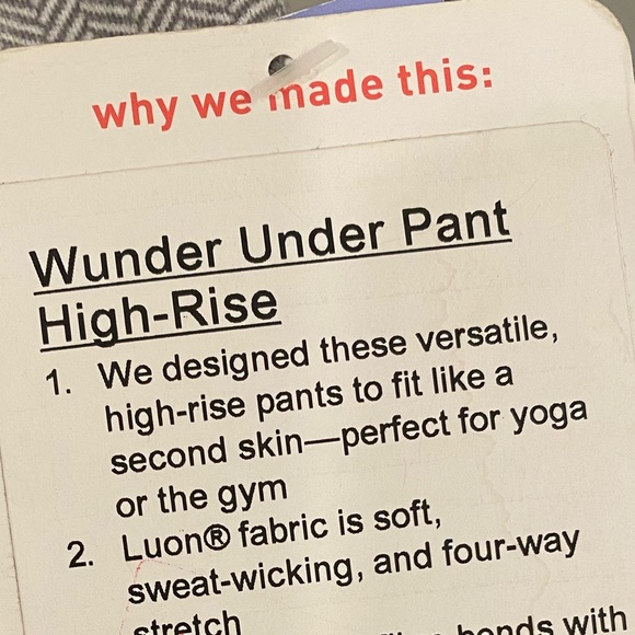 Lululemon wunder under pants high rise NWT sz 12 - Picture 3 of 3